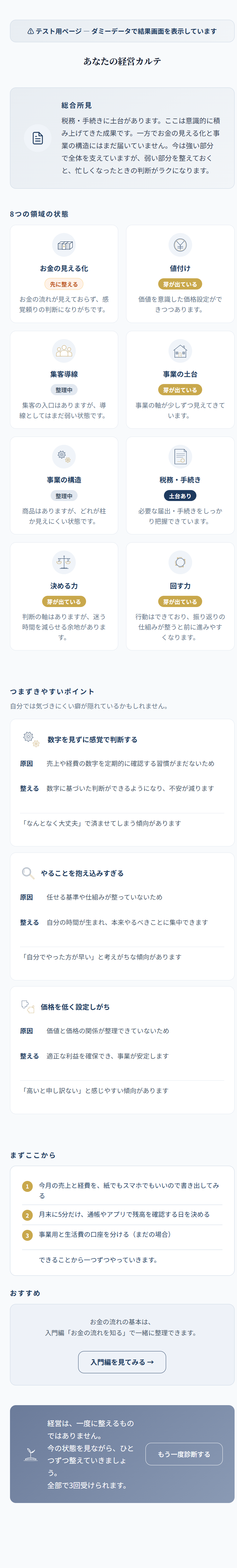 経営カルテ診断 結果サンプル